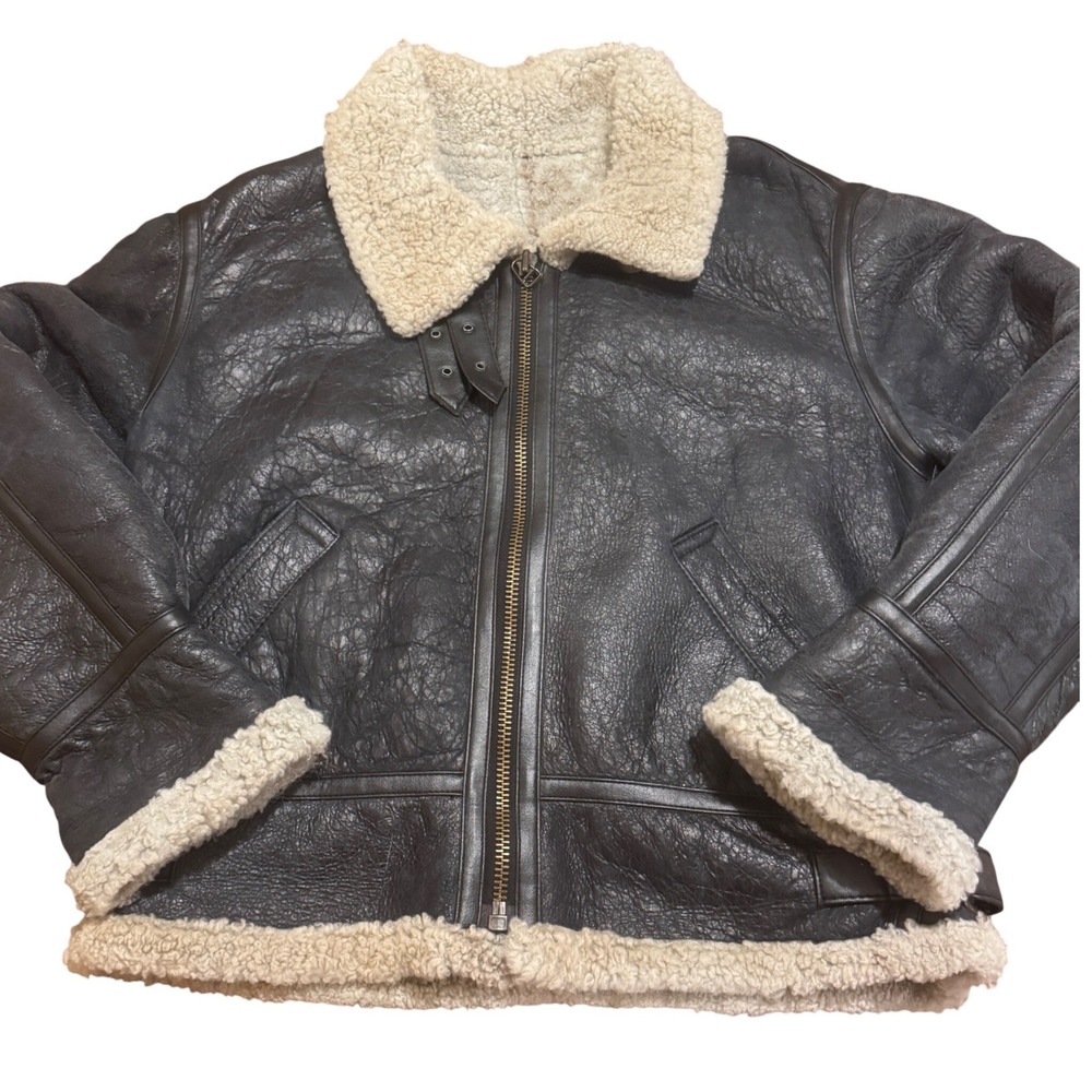 Vintage JUNGWOO FUR CORP Type B-3 Genuine Shearling Leather Bomber Jacket